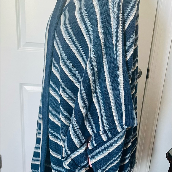NWT Lauren Ralph Lauren Striped Cotton Fringe-Trim Cardigan Sweater Oversize Fit - Picture 9 of 16
